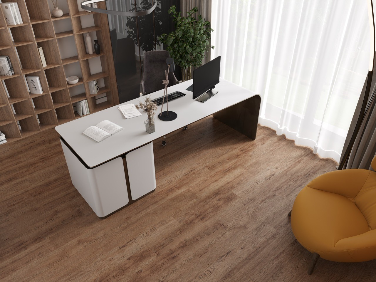 Кварцвиниловый SPC ламинат Cronafloor Nano Дуб Античный ZH-82017-2 1200×180×3,5 фото в интерьере